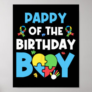 Pappy Of The Birthday Boy Autism Awareness Puzzle  Poster