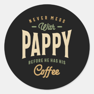 Pappy'S Coffee Power Dad Father'S Day Classic Round Sticker