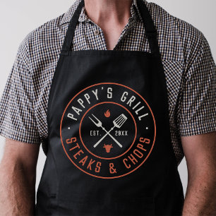 Pappy's Grill Personalized Year Established Apron