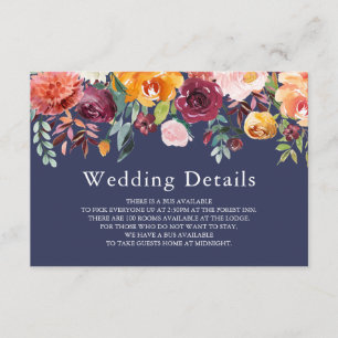 Paprika Bourgogne Floral Mariage Détails Carte