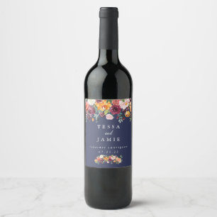 Paprika Burgundy Floral Personalized Wine Label