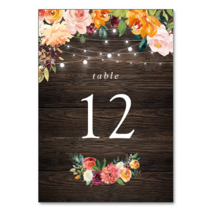 Paprika Burgundy Floral Table Number Card