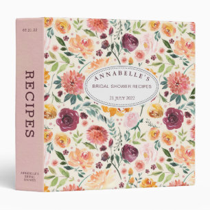 Paprika Burgundy Flower Shower Recipe Binder