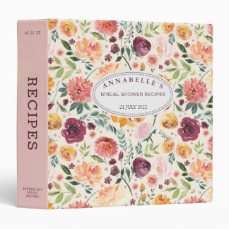 Paprika Burgundy Flower Shower Recipe Binder