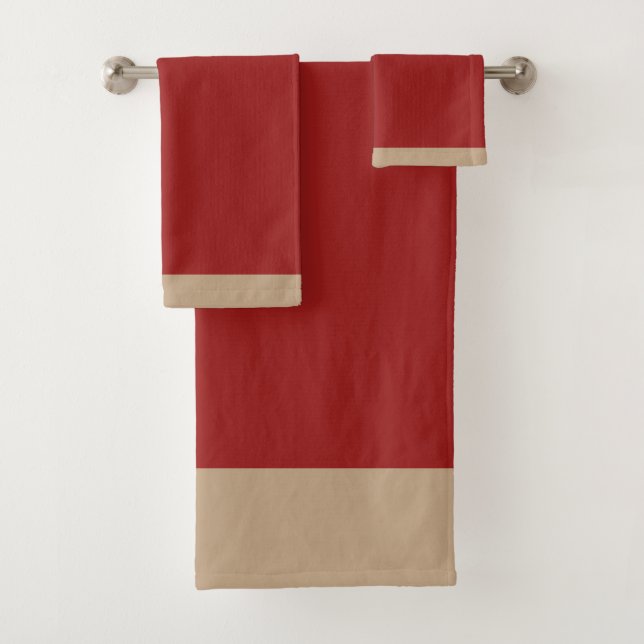 Paprika Red And Beige  Bath Towel Set (Insitu)