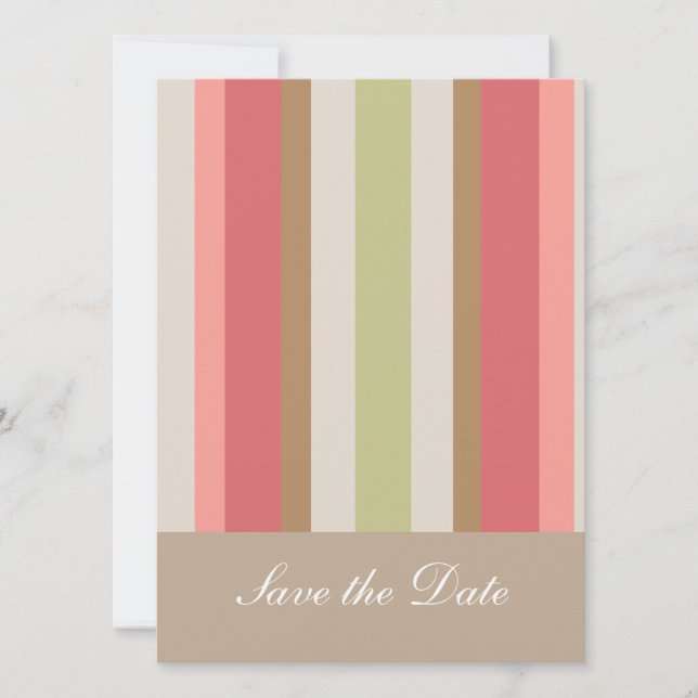 Paprika Stripes Pattern Save The Date (Front)