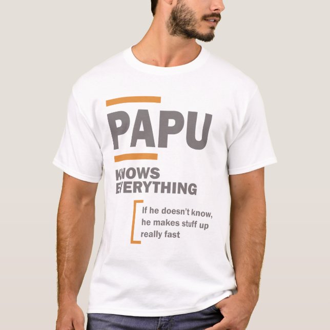 Papu Knows Everything | Dad and Grandpa T-Shirt (Front)