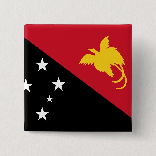 Papua New Guinea Flag 2 Inch Square Button (Front)