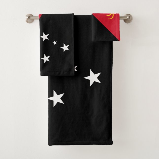 Papua New Guinea Flag Bath Towel Set (Insitu)