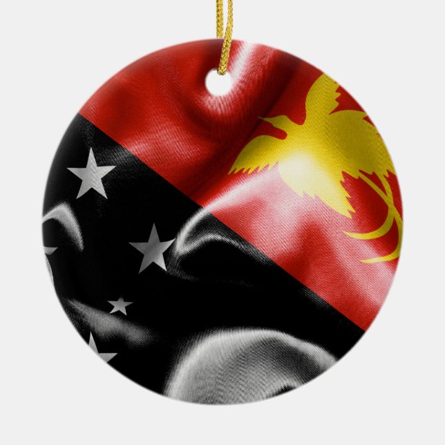 Papua New Guinea Flag Christmas Ornament (Front)