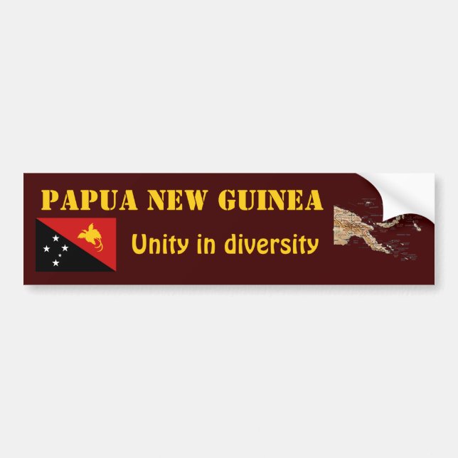 Papua New Guinea Flag + Map Bumper Sticker (Front)