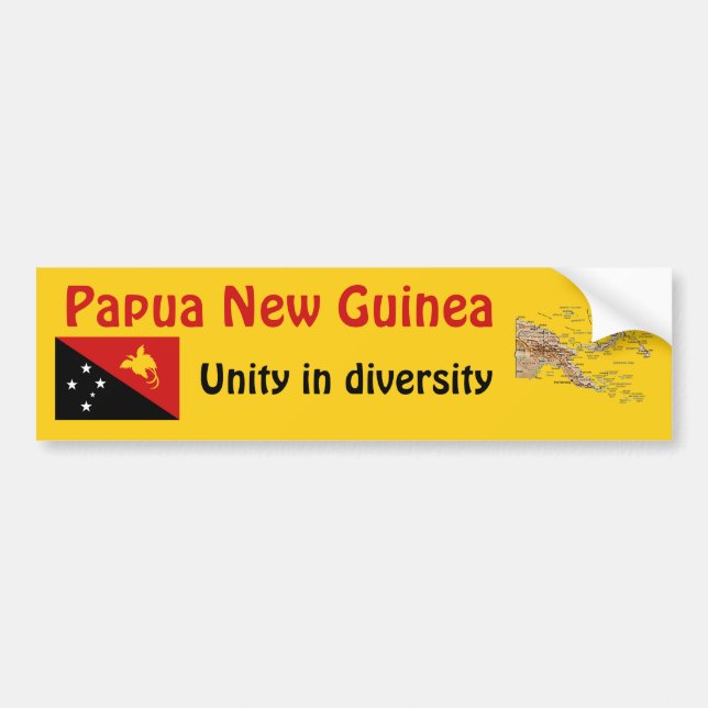 Papua New Guinea Flag + Map Bumper Sticker (Front)