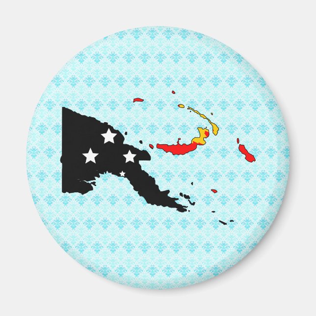 Papua New Guinea Flag Map full size Magnet (Front)