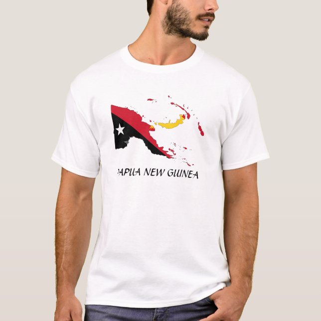 Papua New Guinea Flag Map T-Shirt (Front)