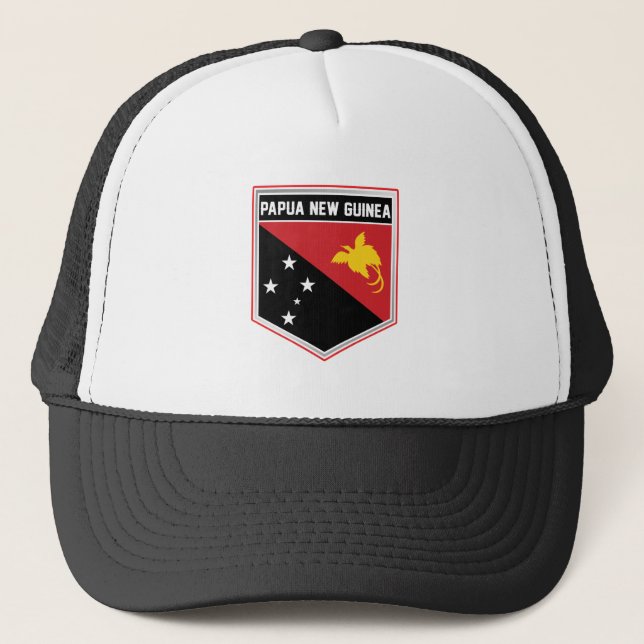 Papua New Guinea Flag Shield Trucker Hat (Front)