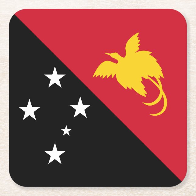 Papua New Guinea Flag Square Paper Coaster (Front)