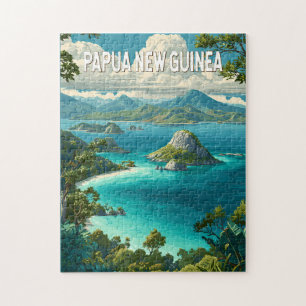 Papua New Guinea Illustration Travel Art Vintage Jigsaw Puzzle