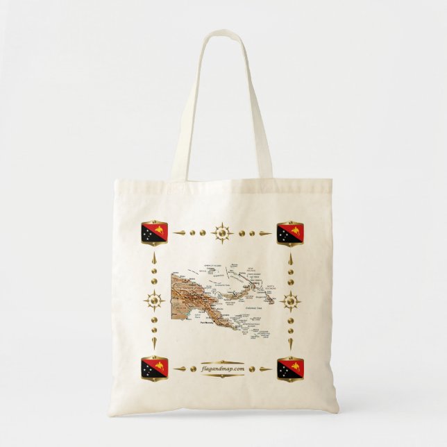 Papua New Guinea Map + Flags Bag (Front)