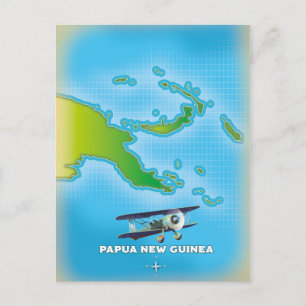 papua new guinea map. postcard