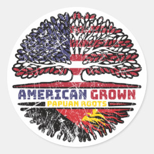 Papua New Guinea Papuan American USA Tree Roots Classic Round Sticker