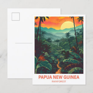 Papua New Guinea Rainforest Illustration Travel Postcard