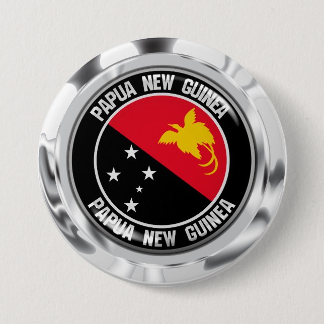 Papua New Guinea Round Emblem 3 Inch Round Button (Front)