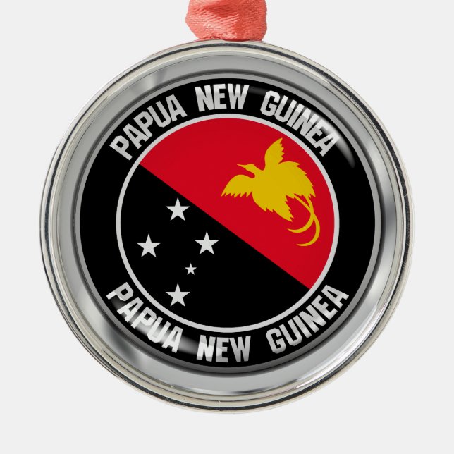 Papua New Guinea Round Emblem Metal Ornament (Front)