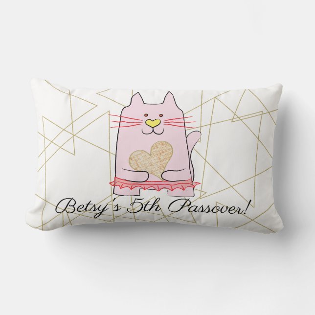 Pâque 13/21" Coussin Chat rose Ballerina (Recto)