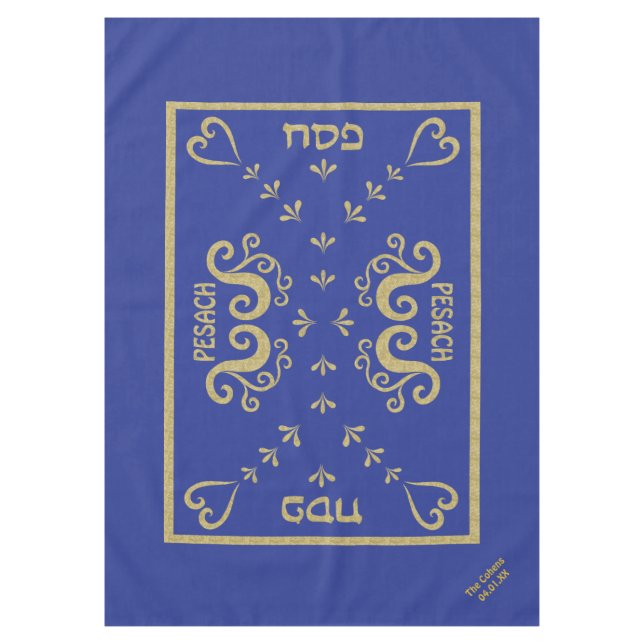 Pâques 60/84" Nappe "Élégant de l'or passover" (Devant)