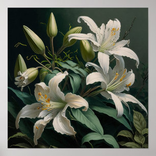 Pâques Blanches Lily Fleurs Art Imprimer Poster