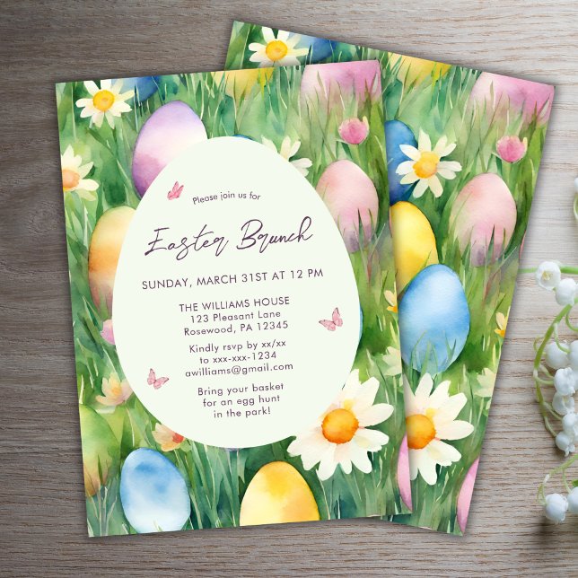Pâques Brunch Aquarelle Oeufs Invitation (Créateur téléchargé)