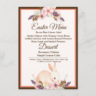 Pâques Bunny Peach Floral Menu