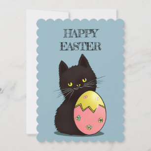 Pâques chat noir carte de vacances