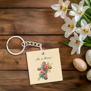 Pâques "Il est ressuscité" Croix florale