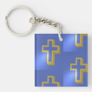 Pâques or chrétien Croix religieuse Motif bleu