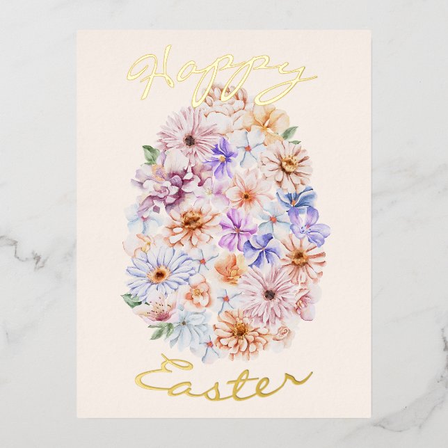Pâques Pastel Florals Carte Postale Foil Personnal (Recto)