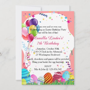 Pâques rose Dimanche Anniversaire Invitations de l