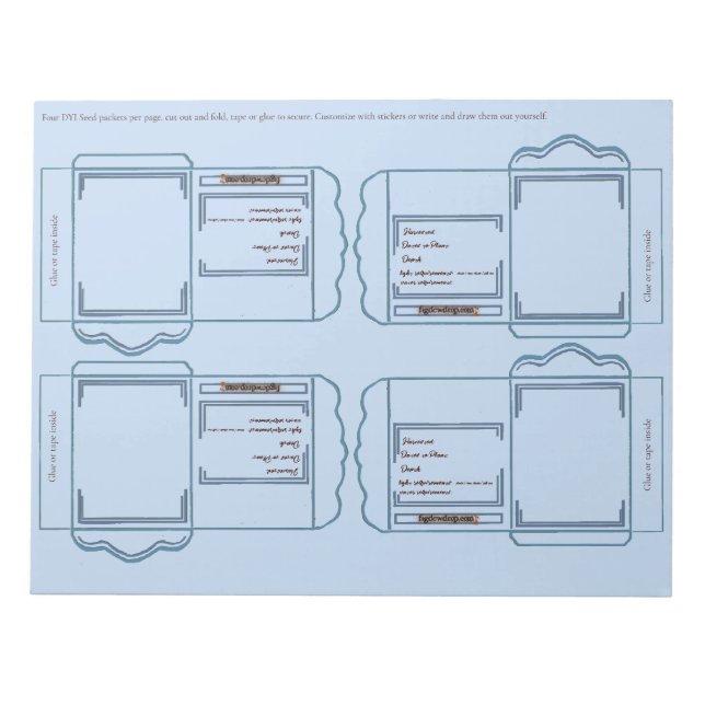 Paquet de graines bleu clair Bloc-notes DIY (Devant)