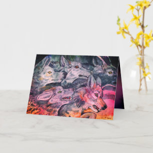 Paquet de loups à l'aquarelle Carte