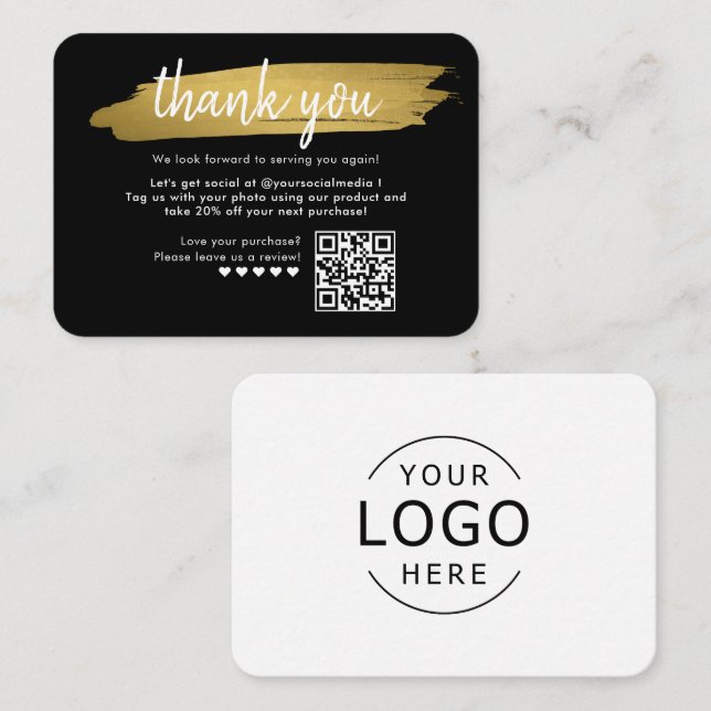 Paquet marketing Insérer Carte de remerciements (Devant / Derrière)