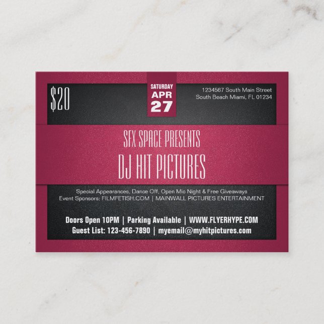 Paquet rouge dur de carte de promo d'événement de (Devant)