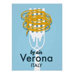 Par Air Vérone Italie poster de voyage rétro. Pri 
