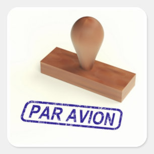 Par Avion Air Mail Square Sticker