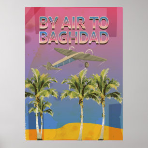 Par Avion Pour Bagdad Affiche de voyage vintage