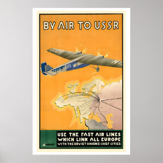Par Avion vers l'URSS Affiche de voyage de l'ère s