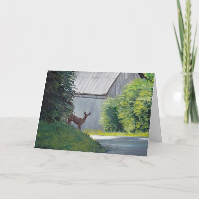 Par la carte de voeux White Shed Deer Animal Art (Devant)