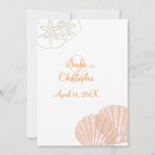 Par la mer/rose+orange/ Mariages Invitations