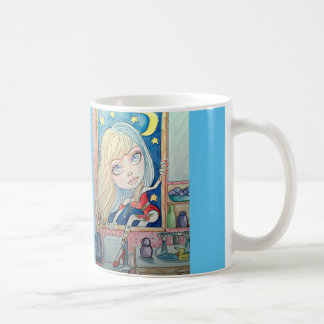 Par la tasse de café d'art de fenêtre de salle de
