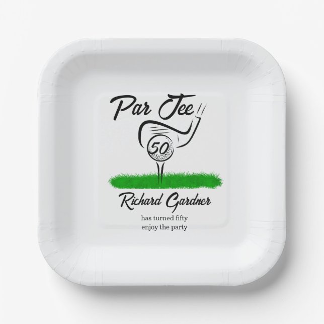 Par Off for an UnForeGettable 50th Birthday Party Paper Plate (Front)