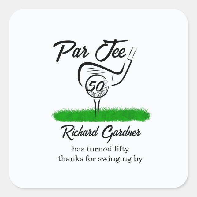 Par Off for an UnForeGettable 50th Birthday Party Square Sticker (Front)